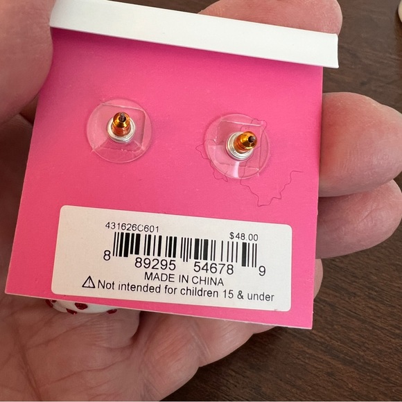 Betsey Johnson Strawberry White Strawberry Drop Earrings NWT - Picture 2 of 4